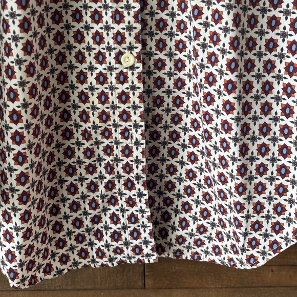 Vintage White Stag Pattern Button Up Shirt Retro Floral Print Blouse - Picture 6 of 10